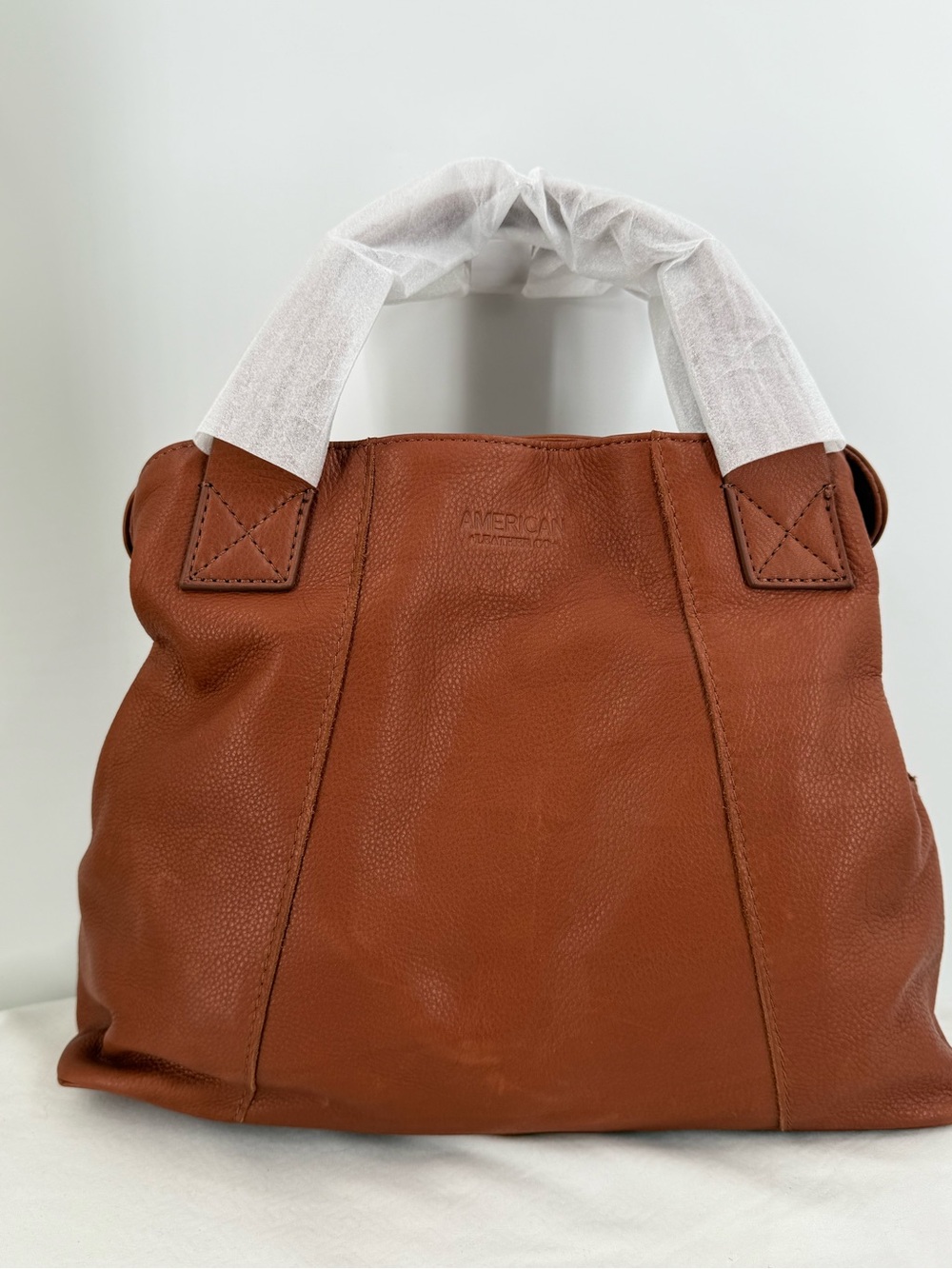 American Vintage Leather Tote in Cognac Brown